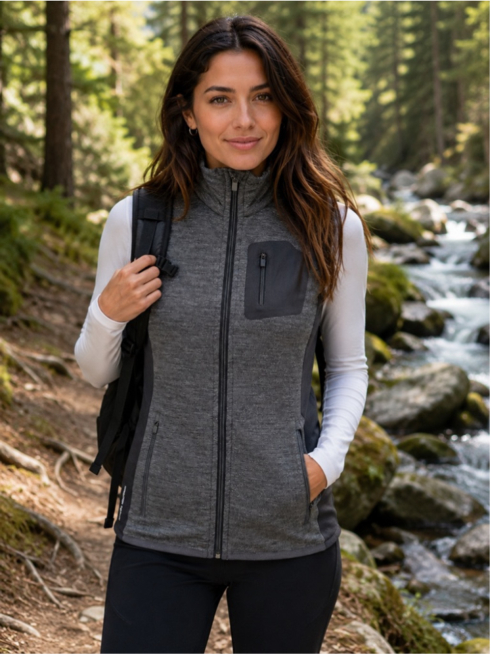 NWT Icebreaker Merino Vest Women’s S Realfleece Full Zip Hiking Gorpcore Gray
